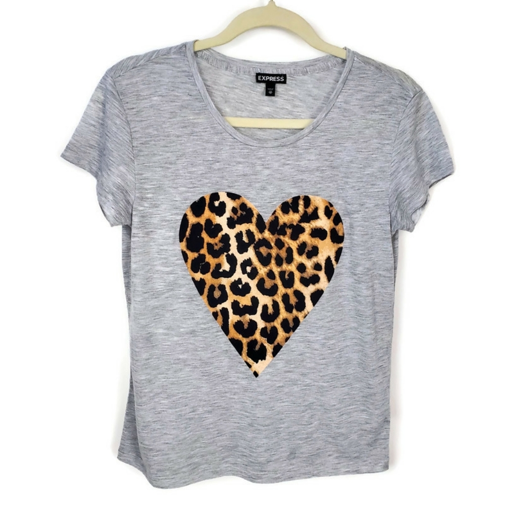 Express Leopard heart t-Shirt